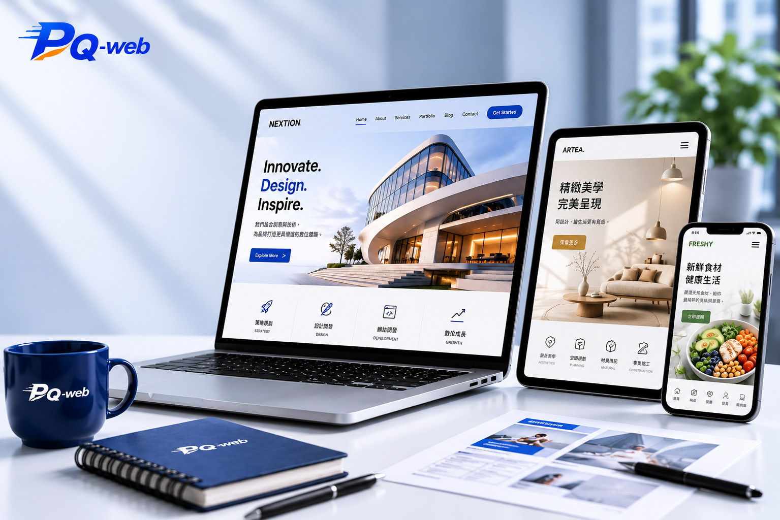 PQ-web 企業形象網站與一頁式網站設計展示